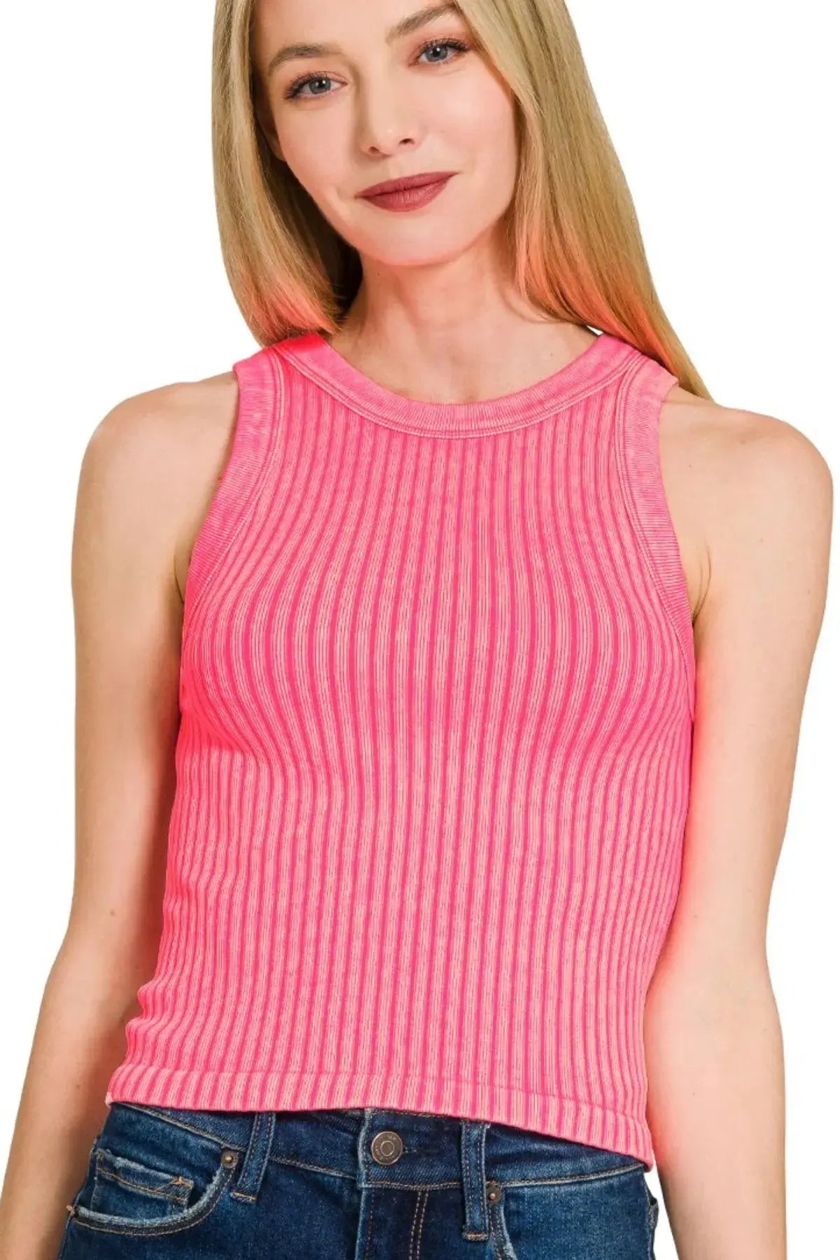 Ribbed Tank Top - Seamless Crop - Casual Basic