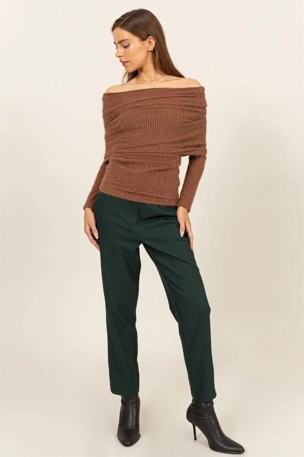 Trendsi Hyfve fuzzy off-shoulder top