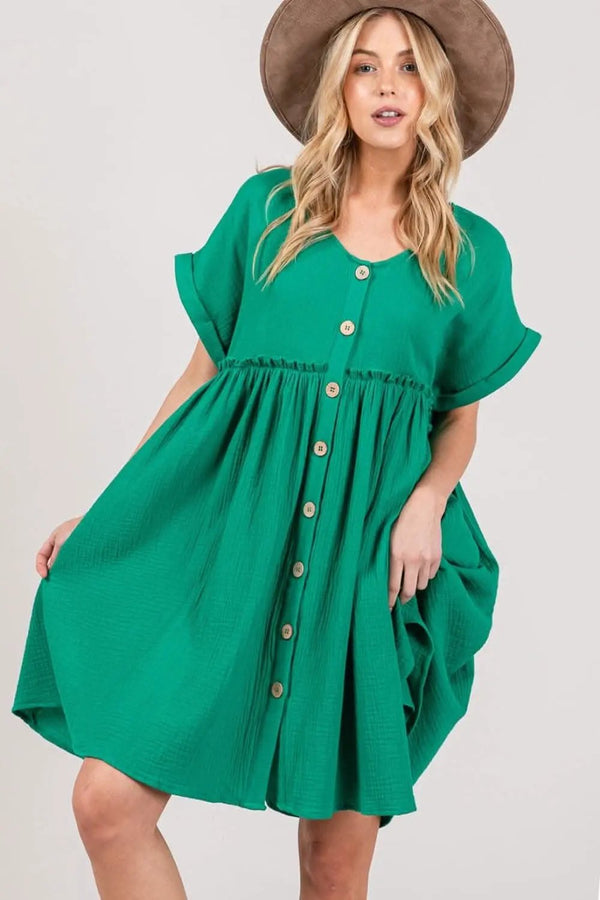 Trendsi Sage + Fig Short Sleeve Dress for Effortless Elega