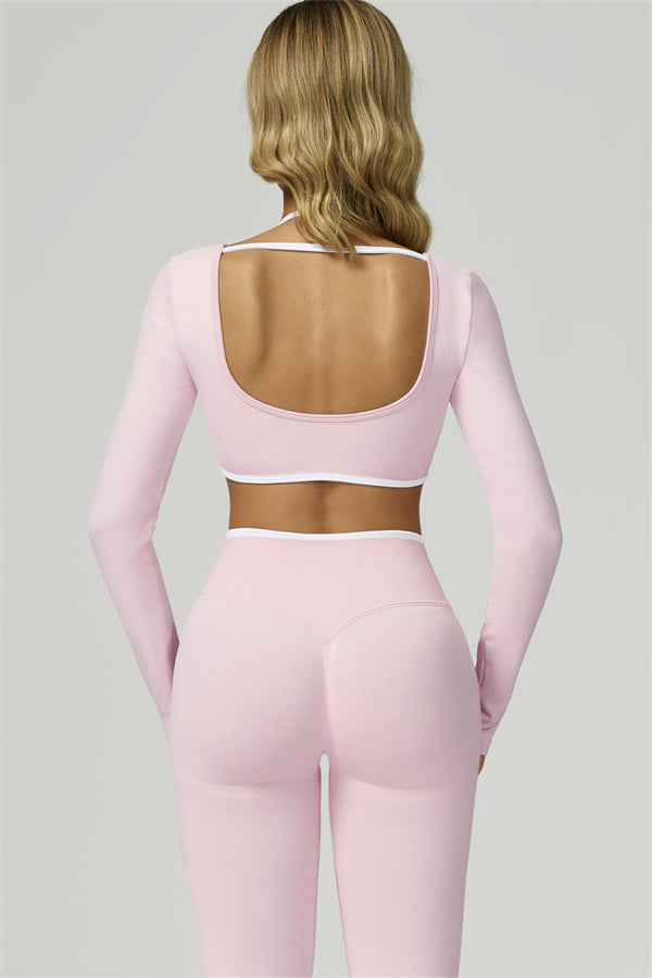 The Prime Line Long Sleeve Crop Top Leggings 2-Piece Set
