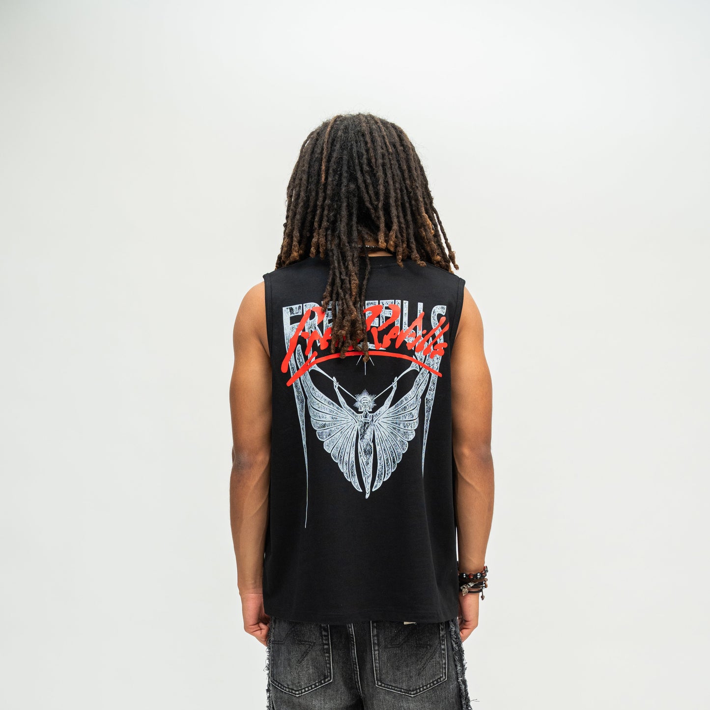 Angel Cut-Off Tee - Black