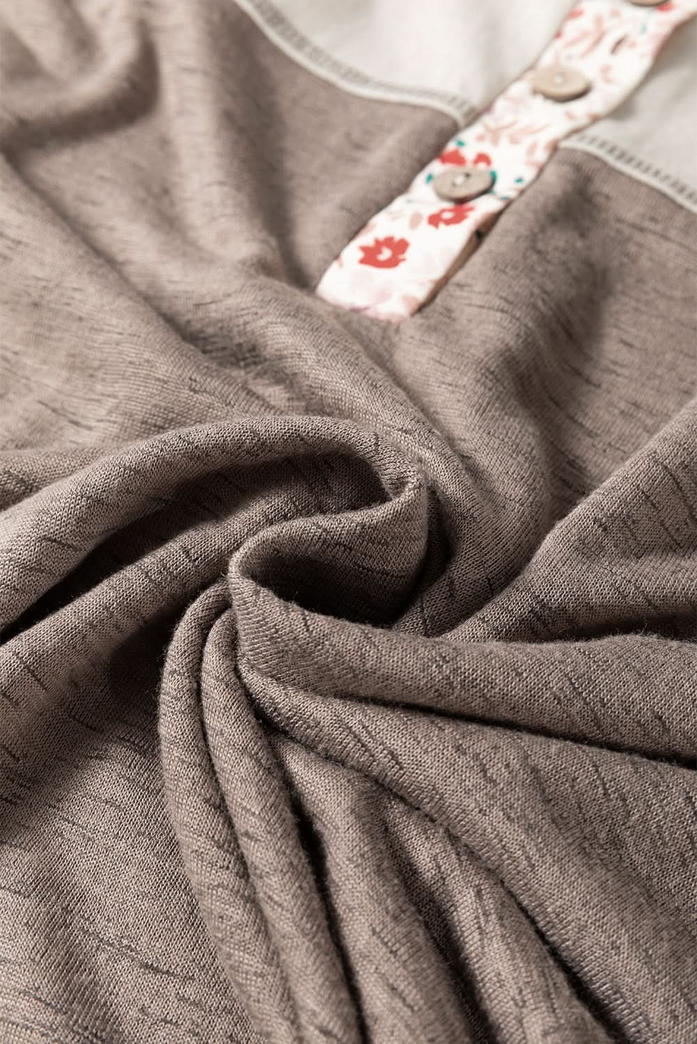 Love Salve Colorblock Floral Top Women's Boho Henley Top Flared Sleeves, Chic