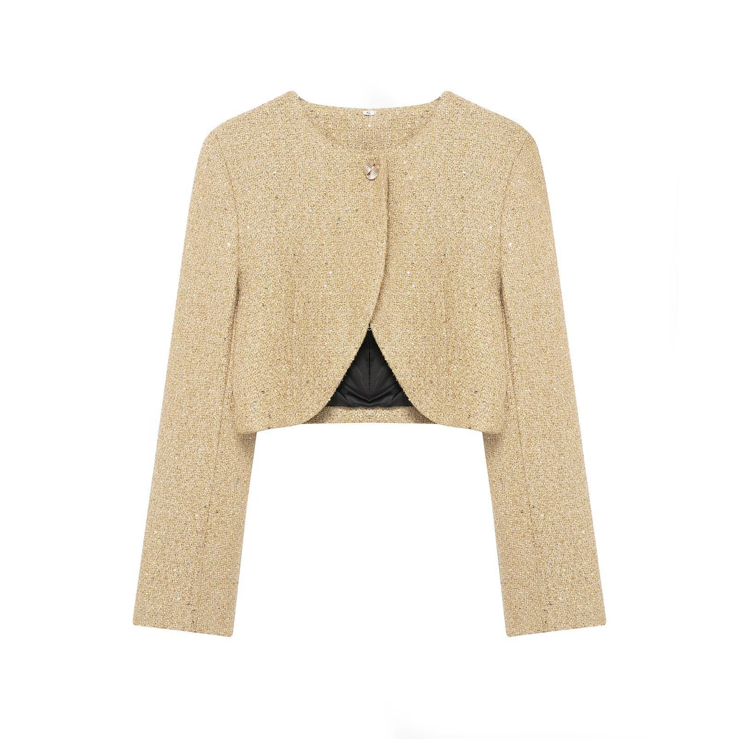 Women's Jacket Gold Tweed Cropped BYMANYC ® New York SOHO METALLIC TWEED CROPPED BLAZER - New Collection
