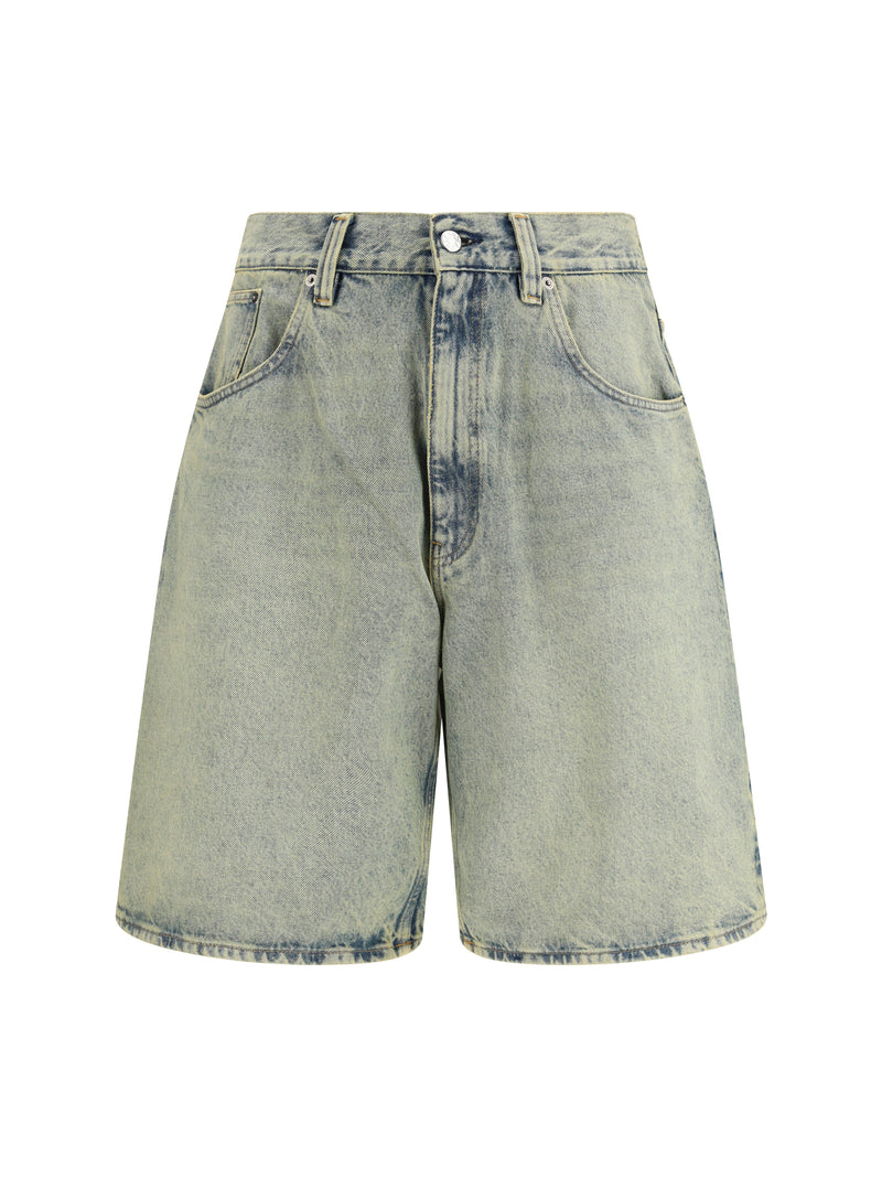 Bermuda Shorts Super Wide Denim Light Vintage Dust