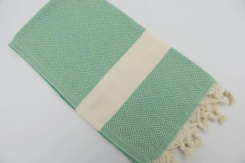 Turkish Bath Towel - 100% Cotton - Green Venice Design