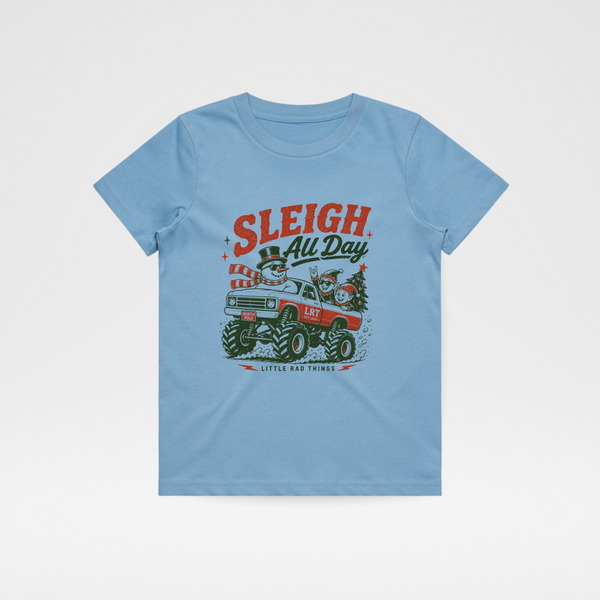 SLEIGH ALL DAY TODDLER CHRISTMAS MONSTER TRUCK TEE - BLUE