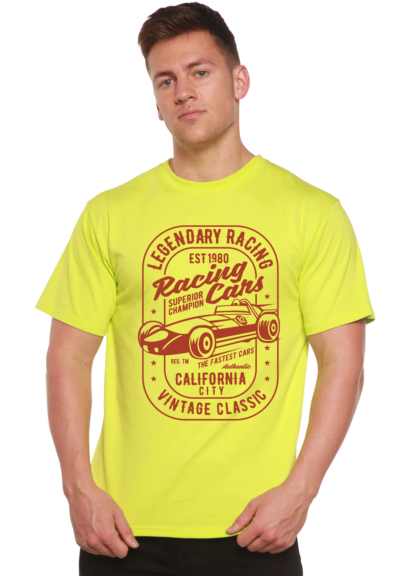 Legendary Racing Cars Men's Bamboo Viscose/Organic Cotton Short Sleeve Graphic T-Shirt