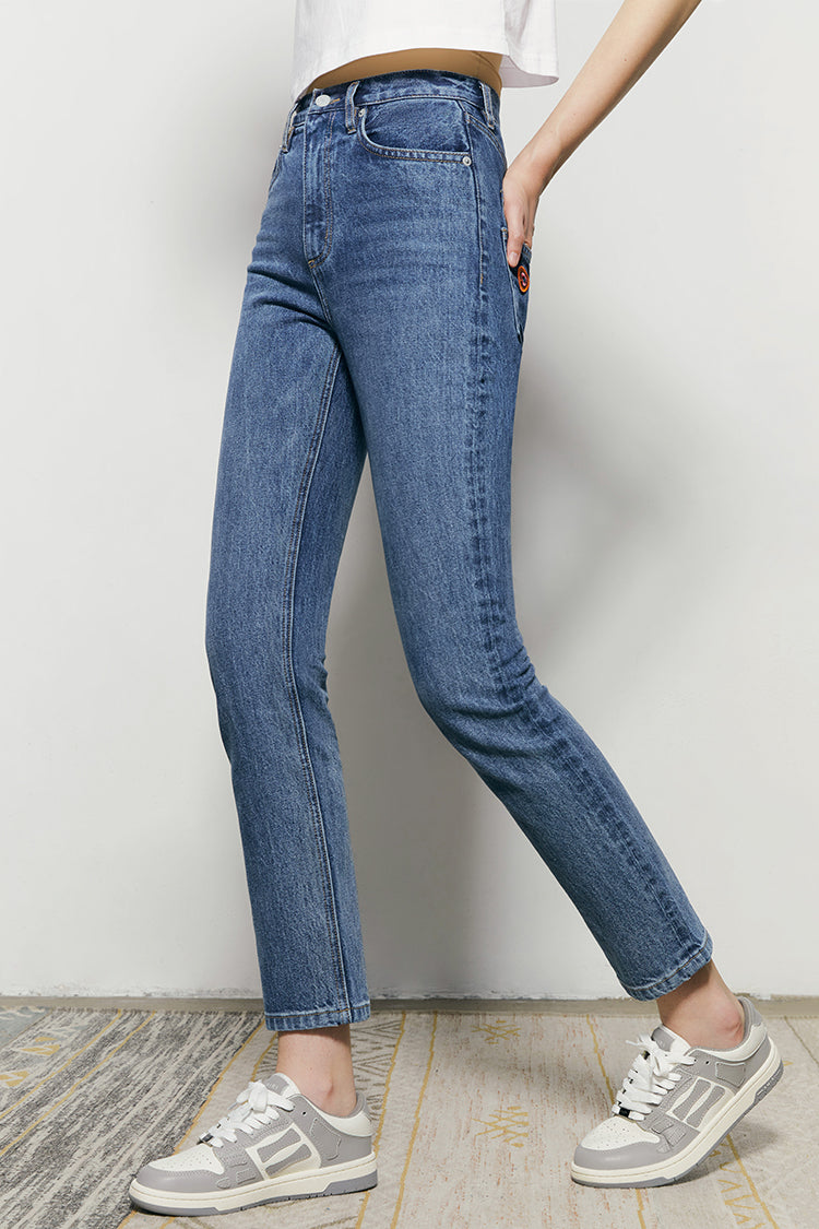 Two Shots High Rise Straight Crop Jeans HJ013
