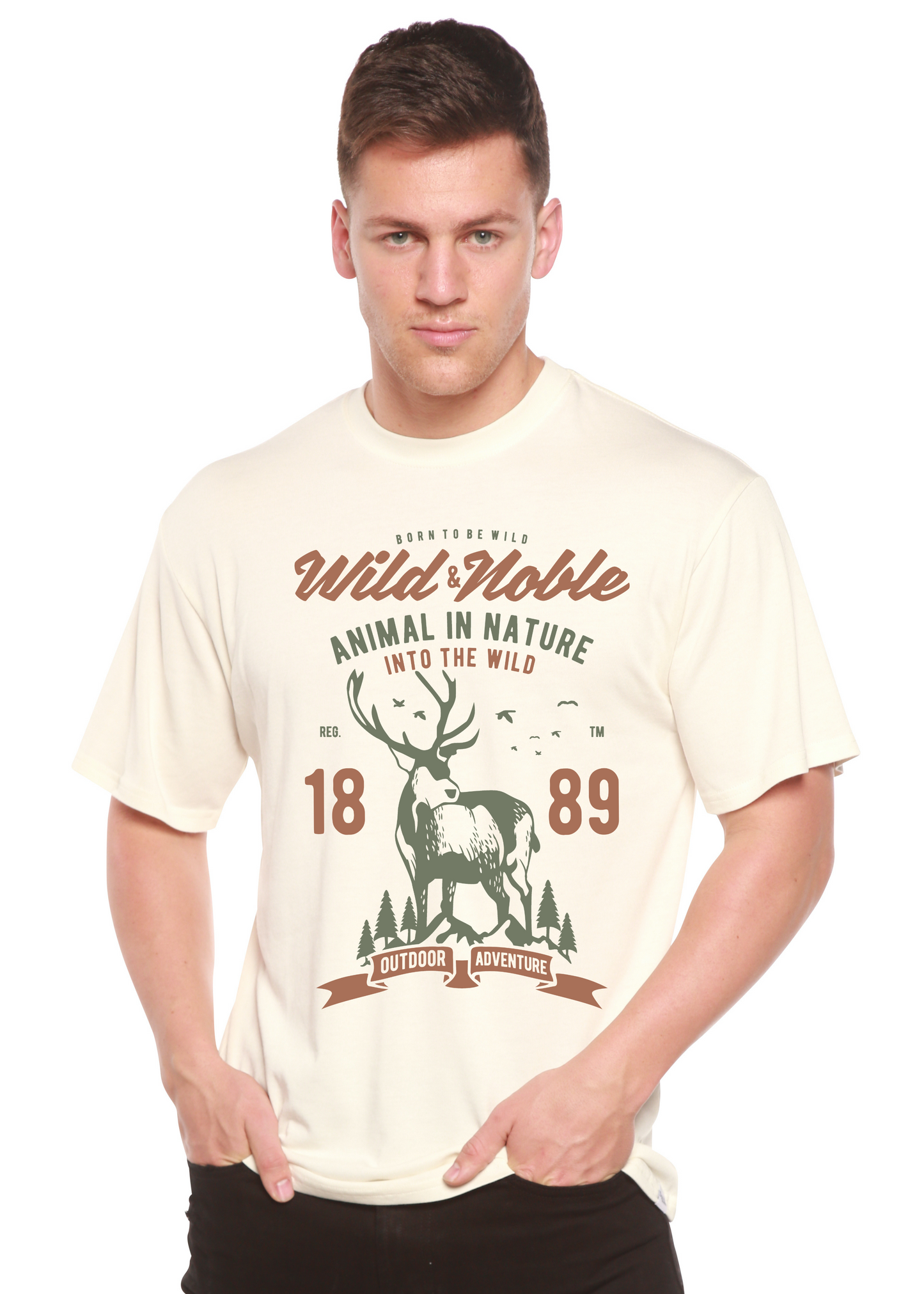 Wild And Noble Spun Bamboo® Men's Bamboo Viscose/Organic Cotton Short Sleeve Graphic T-Shirt