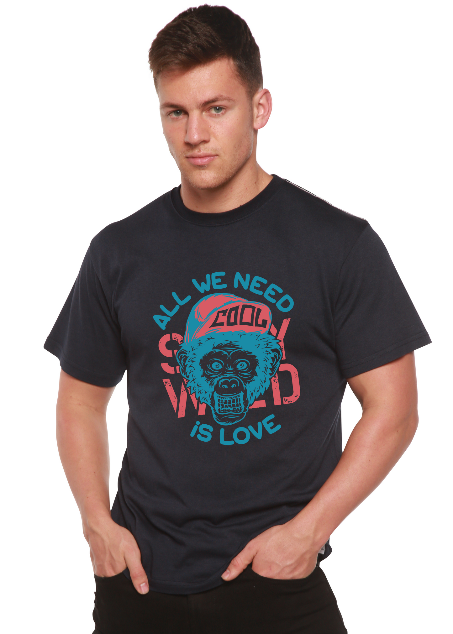 All We Need is Love Men's Bamboo Viscose/Organic Cotton Short Sleeve Graphic T-Shirt