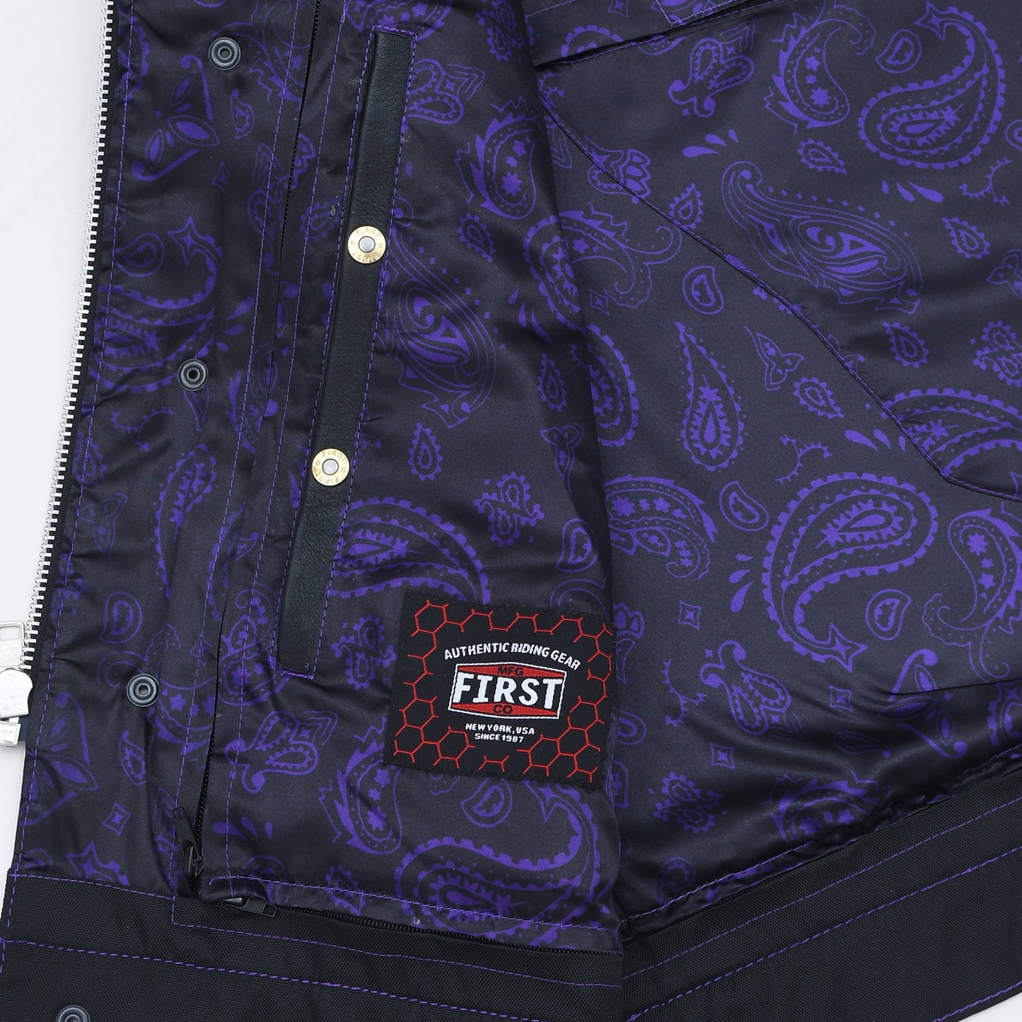 Downside Men's Motorcycle Leather Vest Orange and Green