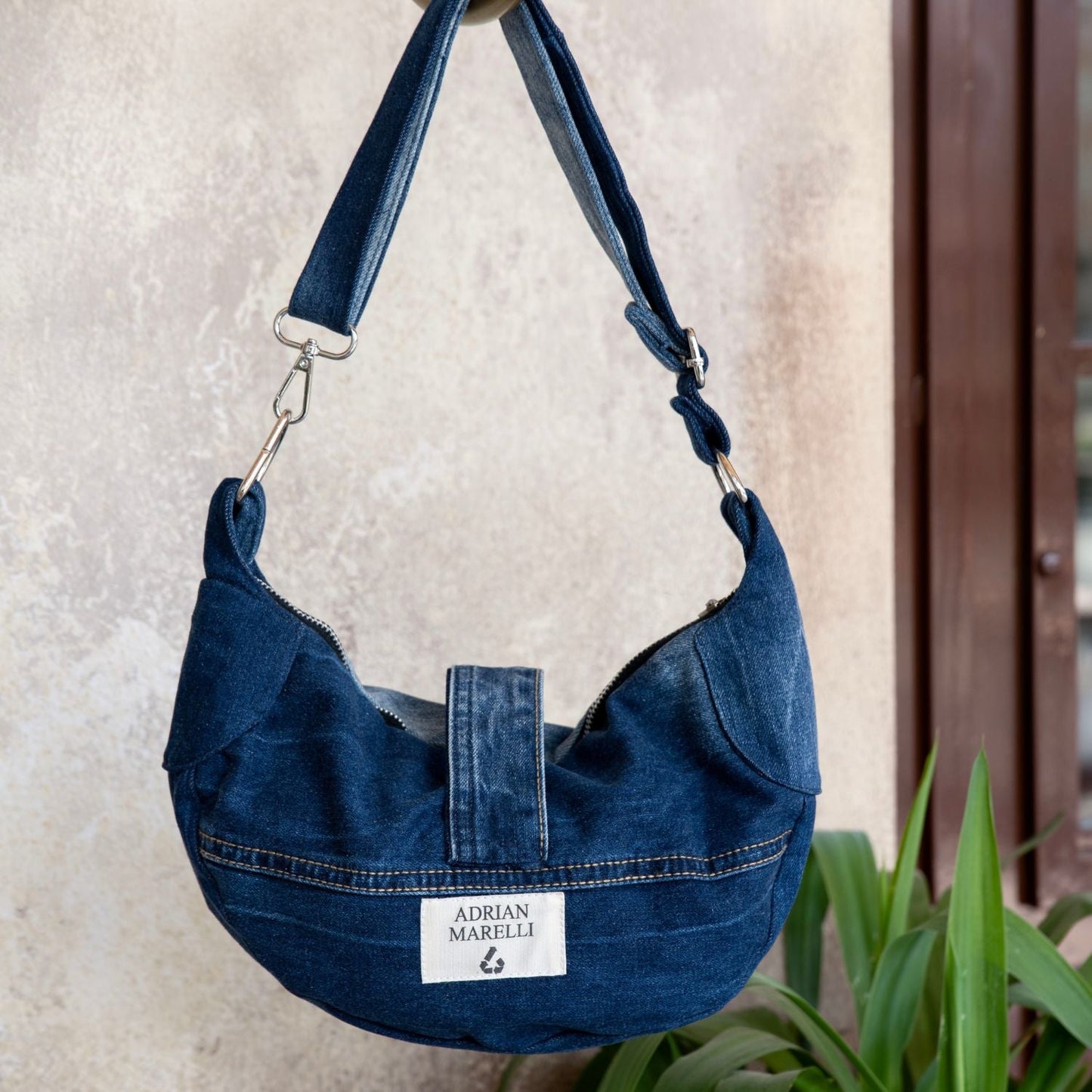 Brooklyn Crescent — Upcycled Denim Crossbody