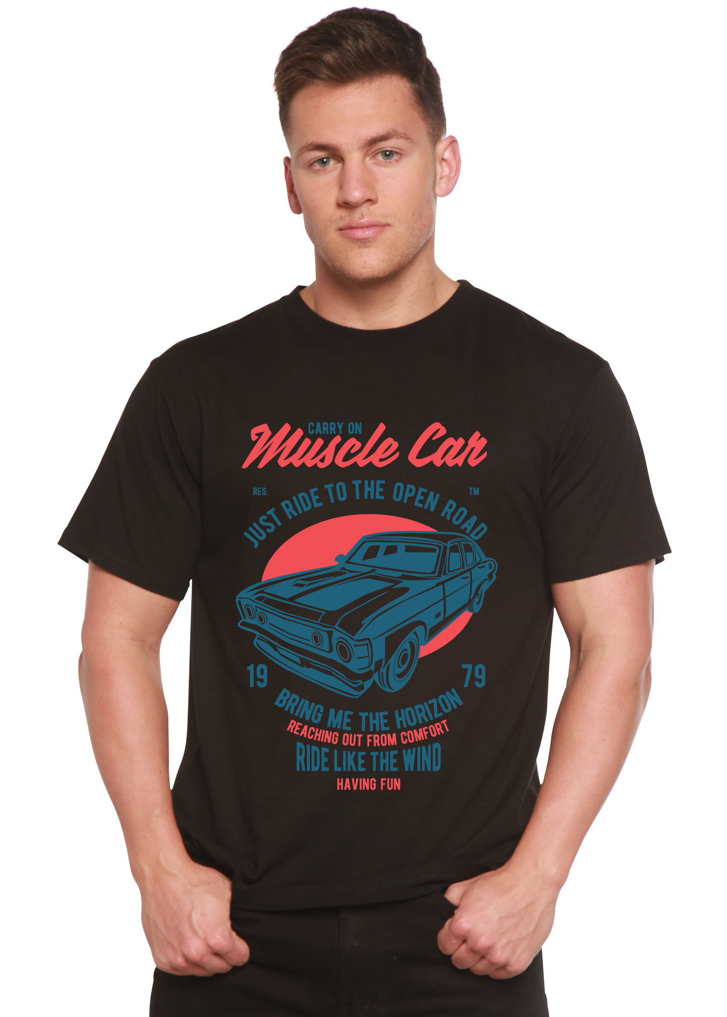 Muscle Car Spun Bamboo® Men's Bamboo Viscose/Organic Cotton Short Sleeve Graphic T-Shirt
