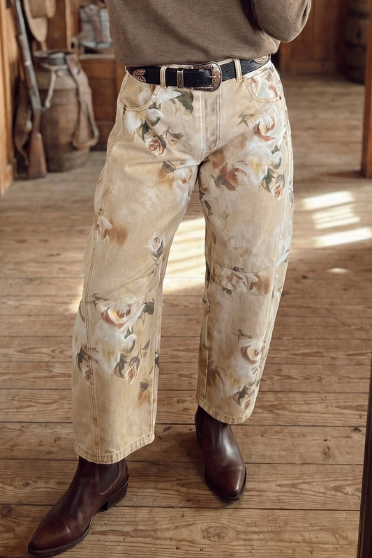 Meadow Floral Print Relaxed Barrel Jeans