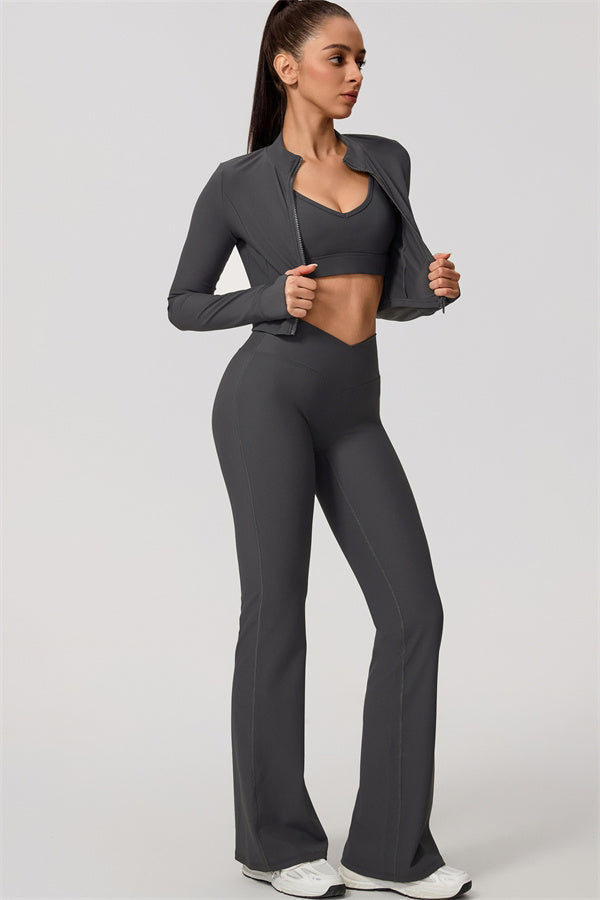 The Daze Zip Jacket Flared Leggings 2-Piece Set