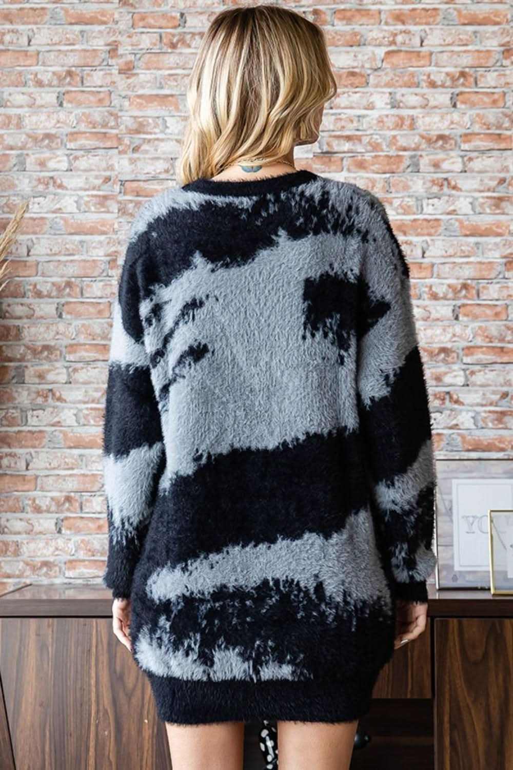 Trendsi Feather Yarn Sweater Women's Fall/Winter Cozy Warm Knit Top