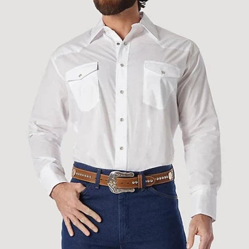 White Pearl Snap | Wrangler Mens