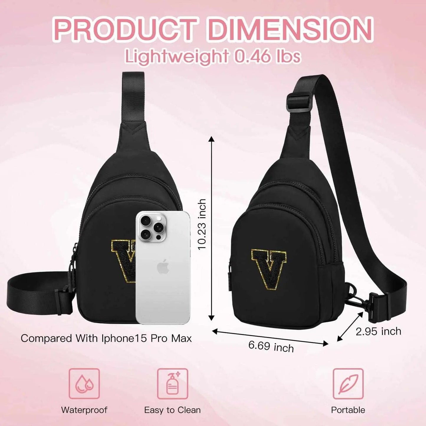 Sling Bag - Personalized Initial - Cute Crossbody Chest Bag