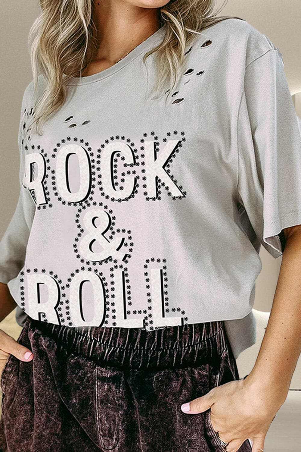 Trendsi graphic - Rock & Roll Distressed Tee
