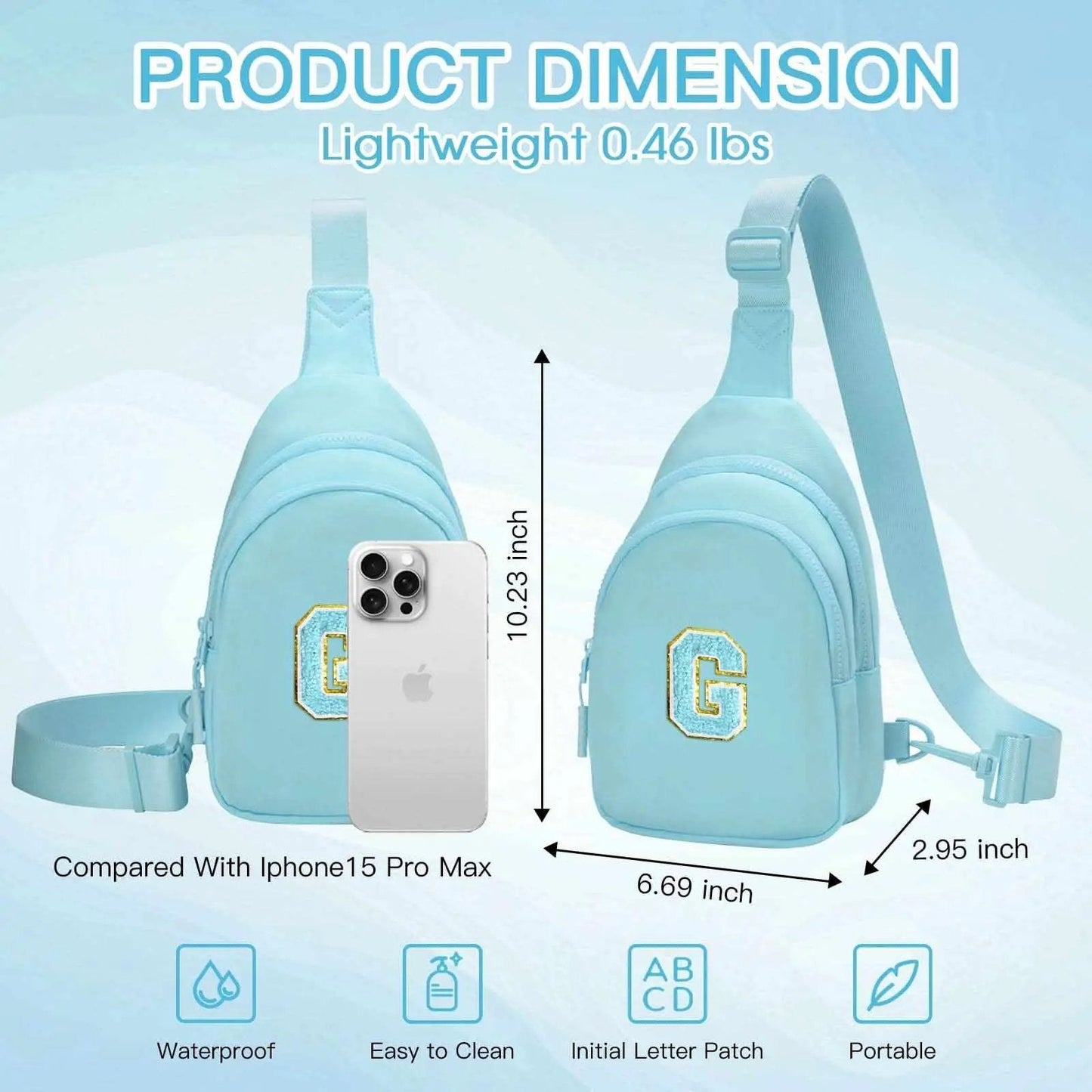 Sling Bag - Personalized Initial - Cute Crossbody Chest Bag