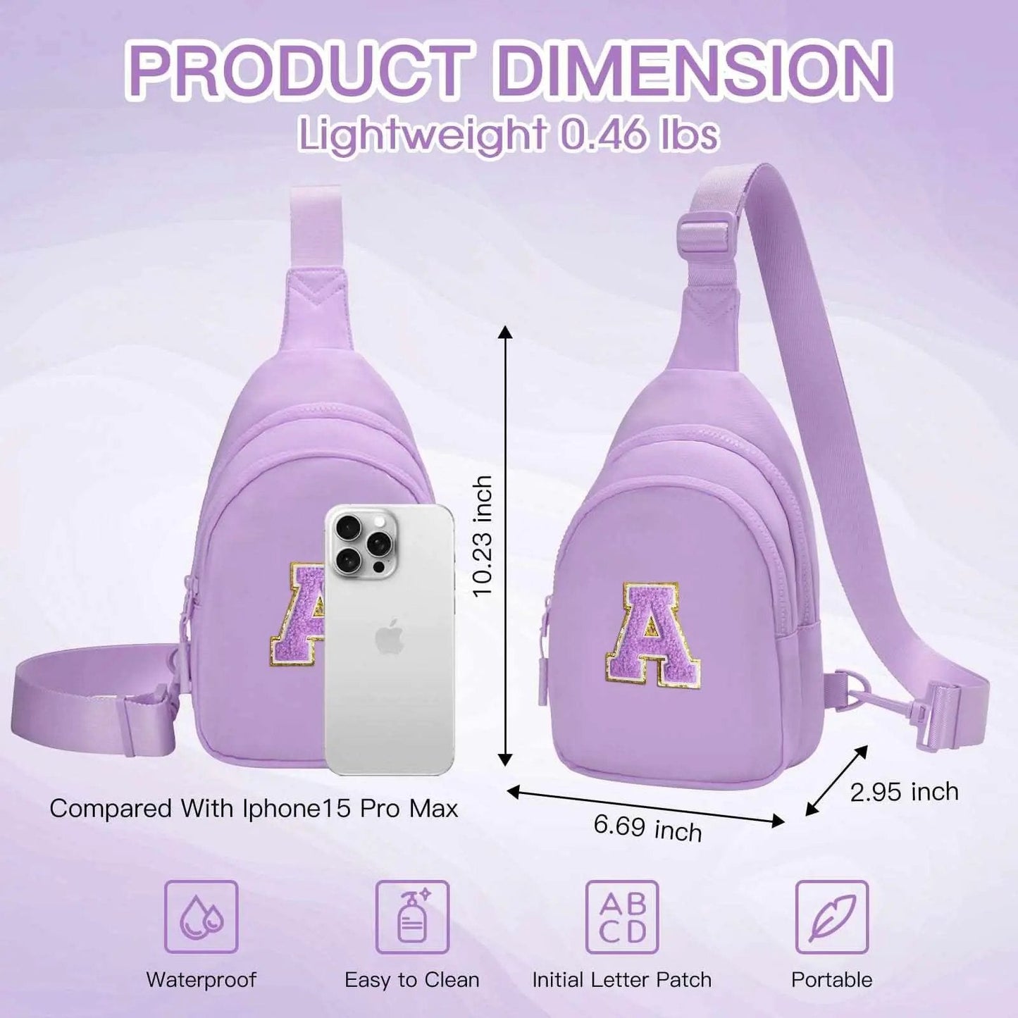 Sling Bag - Personalized Initial - Cute Crossbody Chest Bag