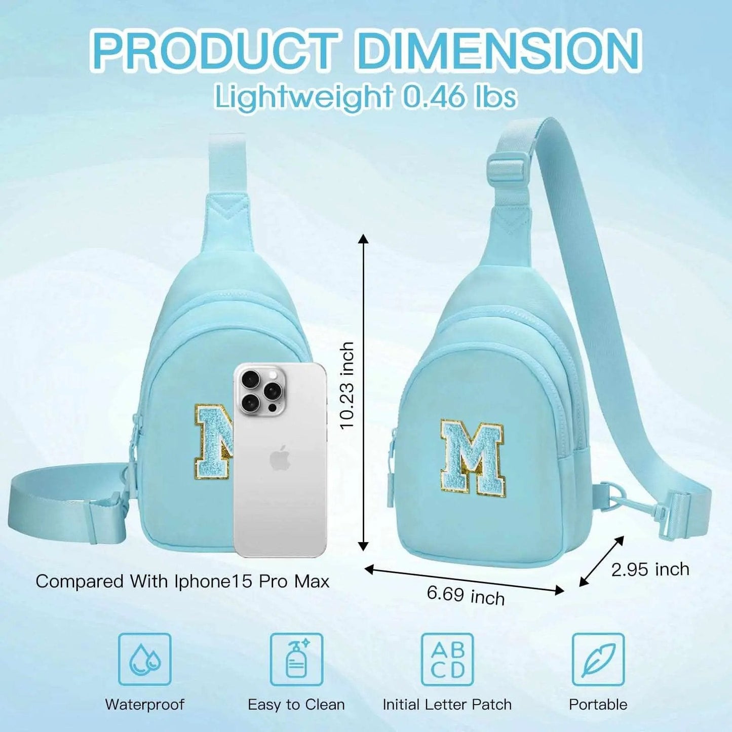 Sling Bag - Personalized Initial - Cute Crossbody Chest Bag