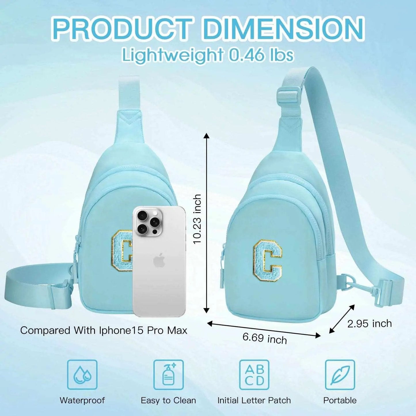 Sling Bag - Personalized Initial - Cute Crossbody Chest Bag