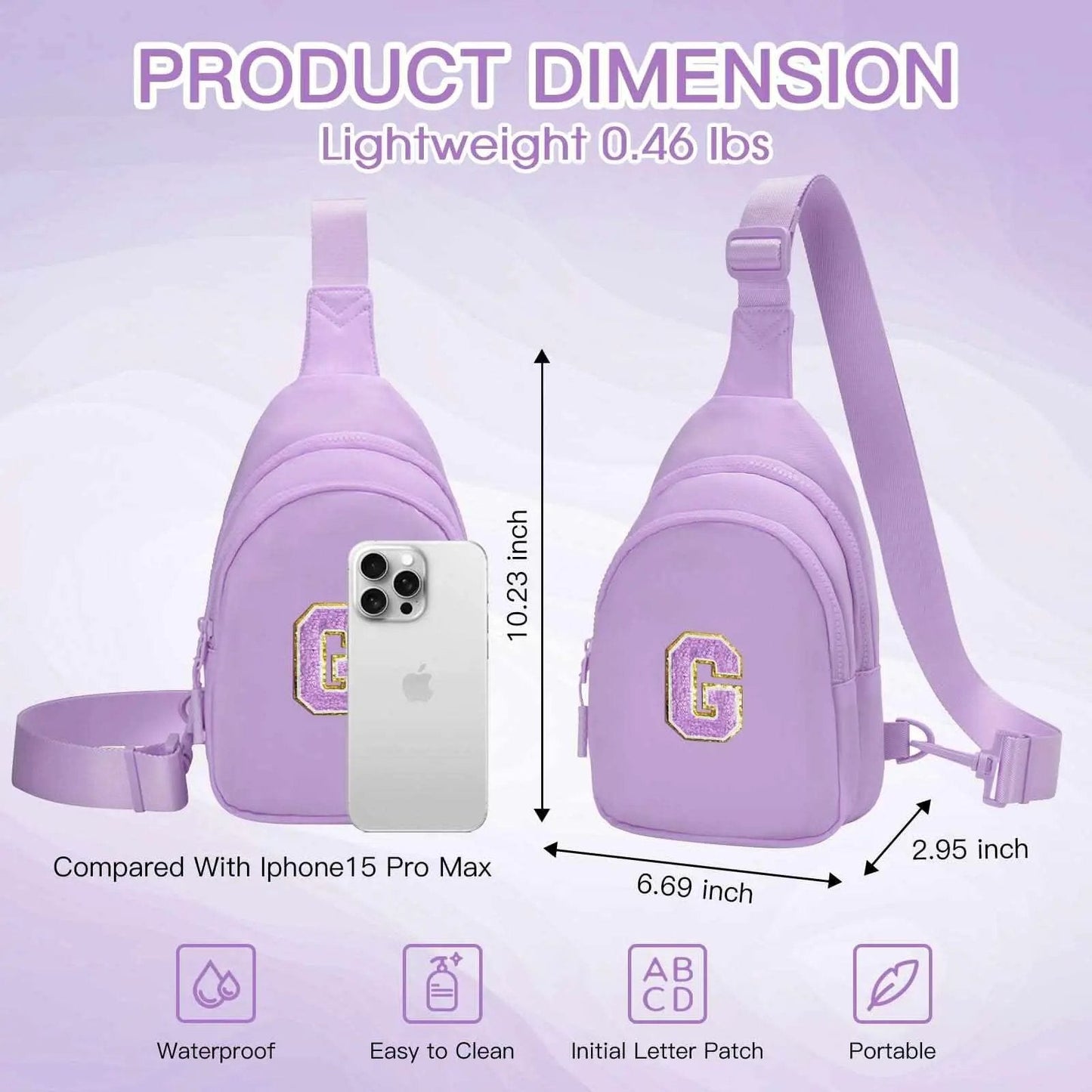 Sling Bag - Personalized Initial - Cute Crossbody Chest Bag