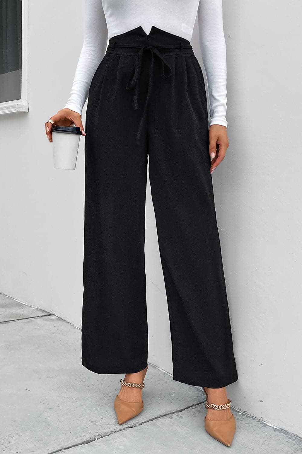Trendsi High Waist Wide Leg Women's Pants Casual Trousers Chic & Trendy