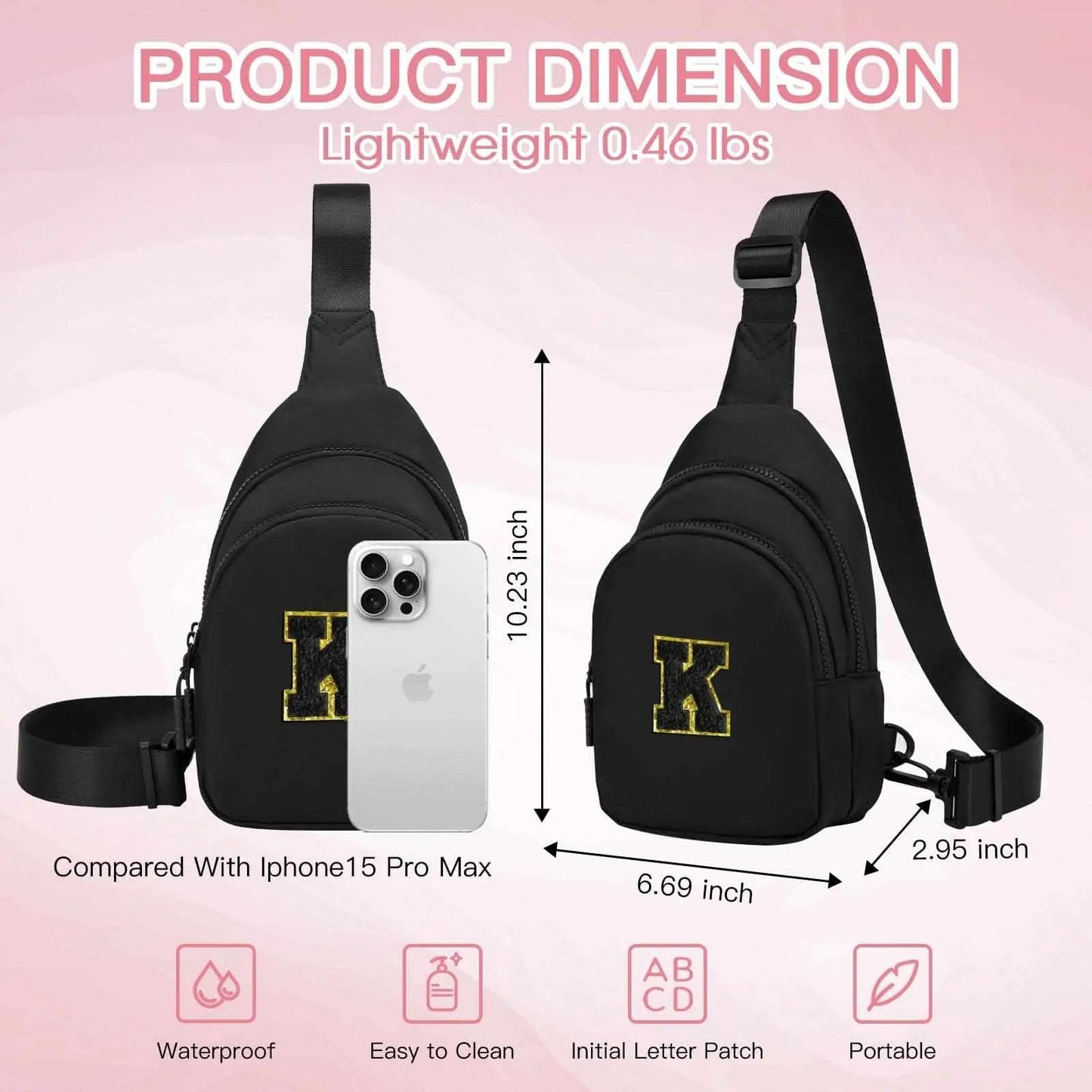 Sling Bag - Personalized Initial - Cute Crossbody Chest Bag