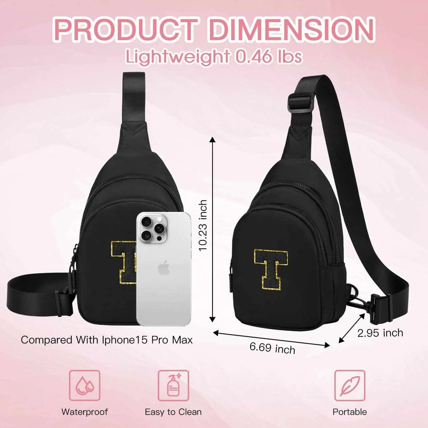 Sling Bag - Personalized Initial - Cute Crossbody Chest Bag