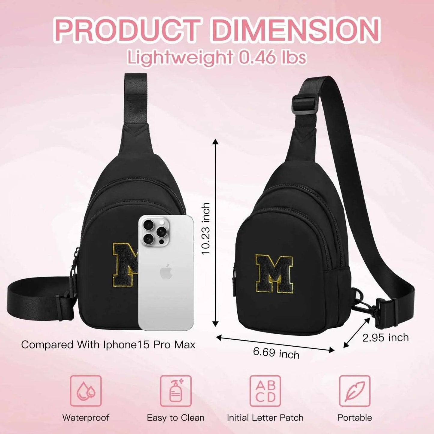 Sling Bag - Personalized Initial - Cute Crossbody Chest Bag