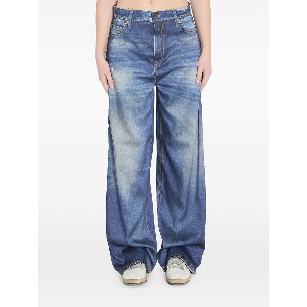 Wide Trousers with Denim Print