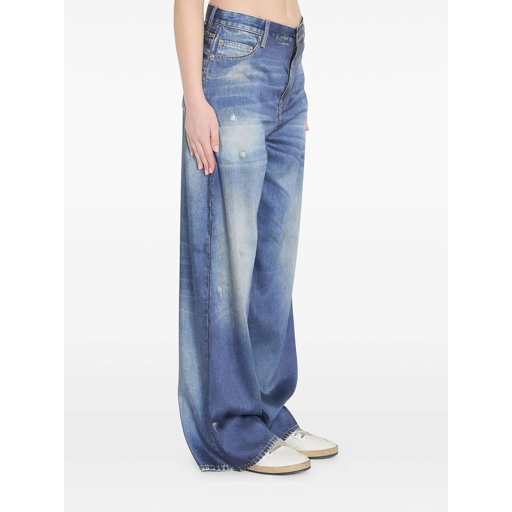 Wide Trousers with Denim Print