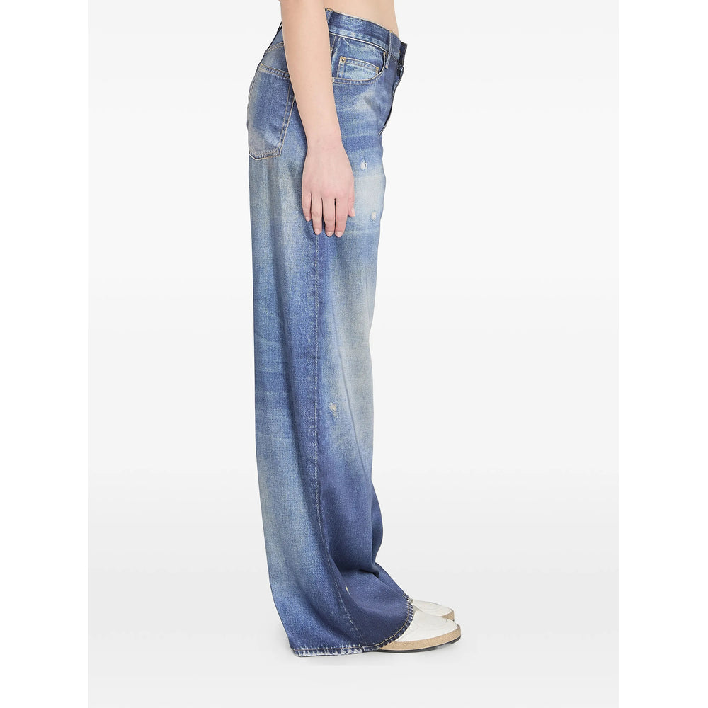 Wide Trousers with Denim Print
