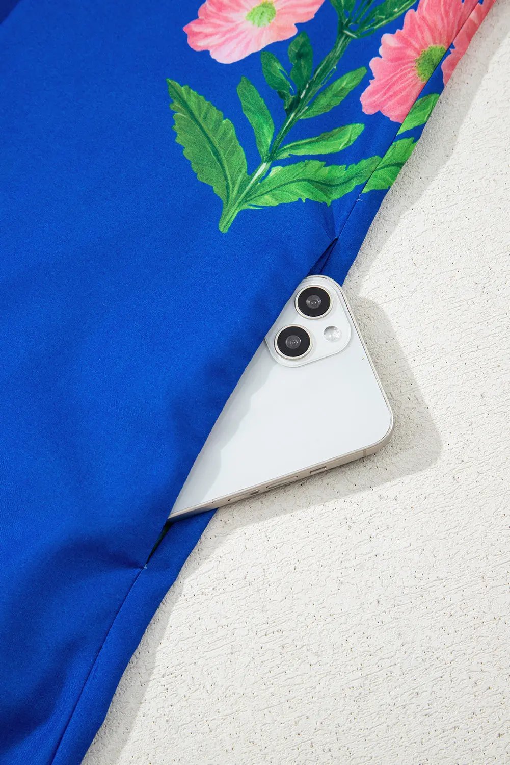 Mini Dress - Blue Floral Short Sleeve - Southern Belle Style