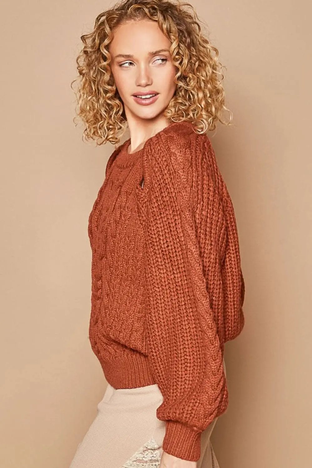 Cable Knit Sweater - Cutout Detail - Soft Fall Fashion