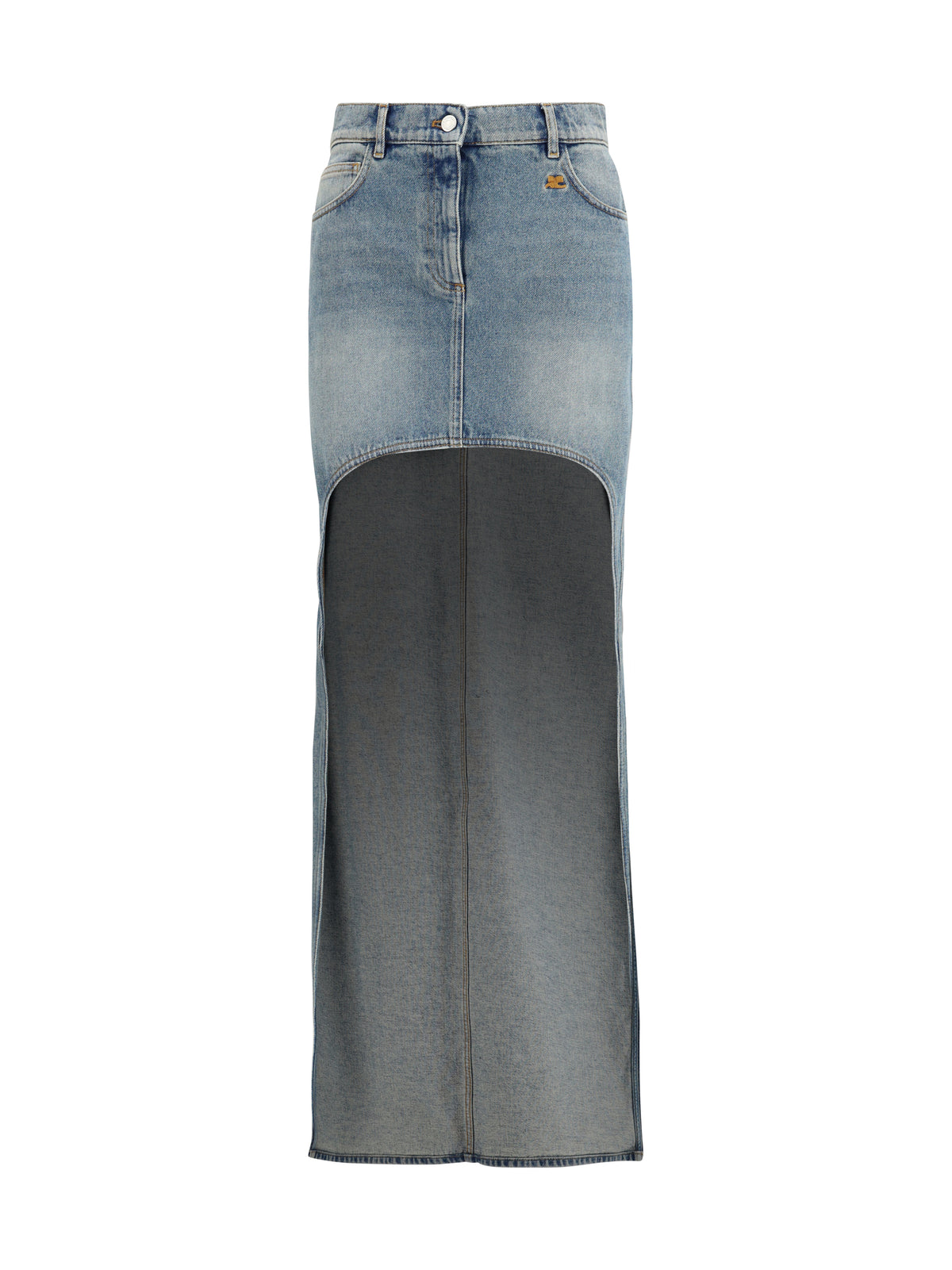Asymmetric Denim Circle Skirt