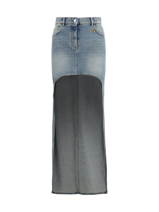 Asymmetric Denim Circle Skirt