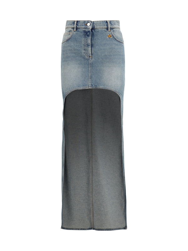 Asymmetric Denim Circle Skirt