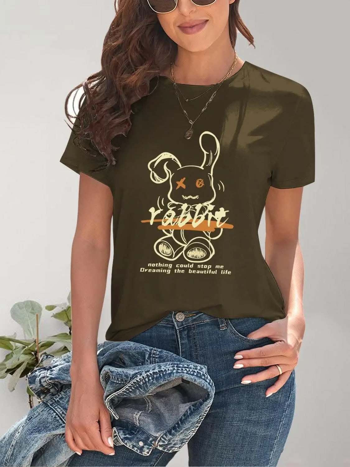 Trendsi just arrived - Chic rabbit graphic tee for women