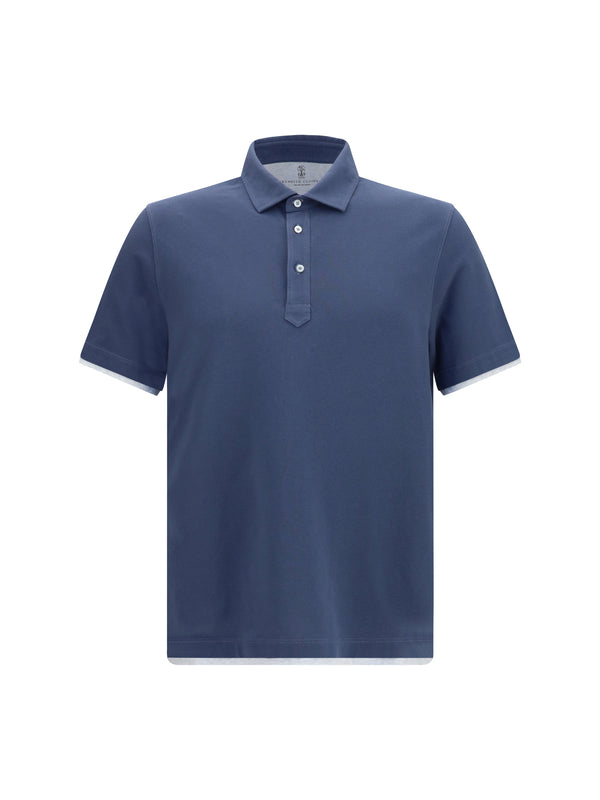 Polo Shirt Short-Sleeve Cotton Denim/Pearl
