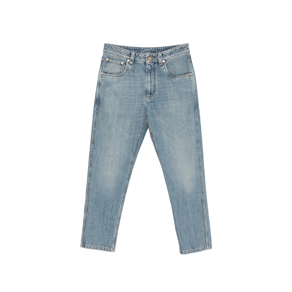 Cropped Jeans in Faded Light Blue