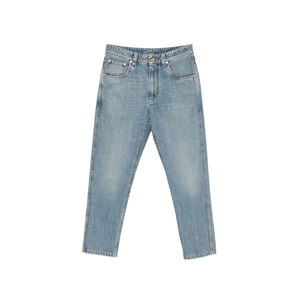 Cropped Jeans in Faded Light Blue