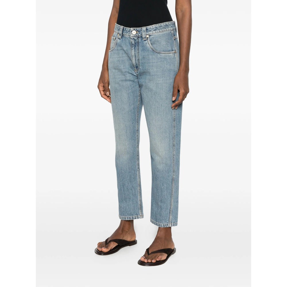 Cropped Jeans in Faded Light Blue
