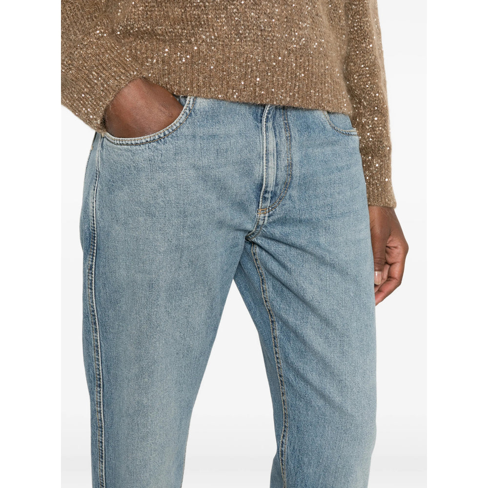Cropped Jeans in Faded Light Blue