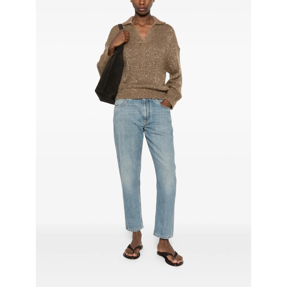 Cropped Jeans in Faded Light Blue
