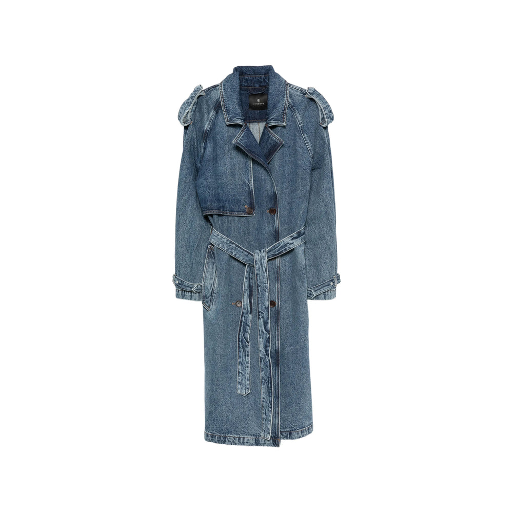 Trench Coat Cotton Denim Blue