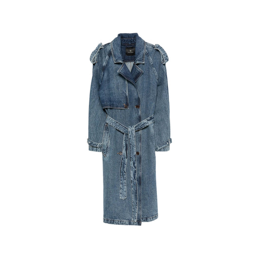 Trench Coat Cotton Denim Blue
