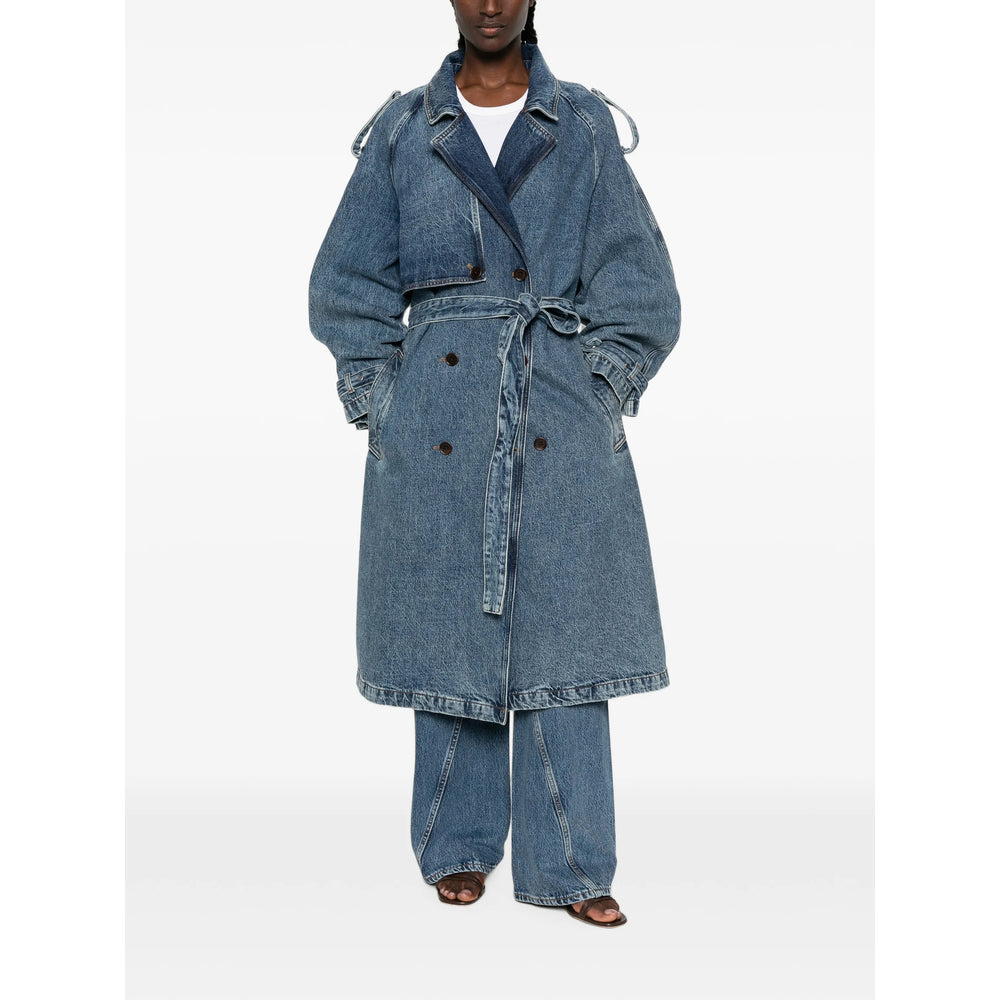 Trench Coat Cotton Denim Blue